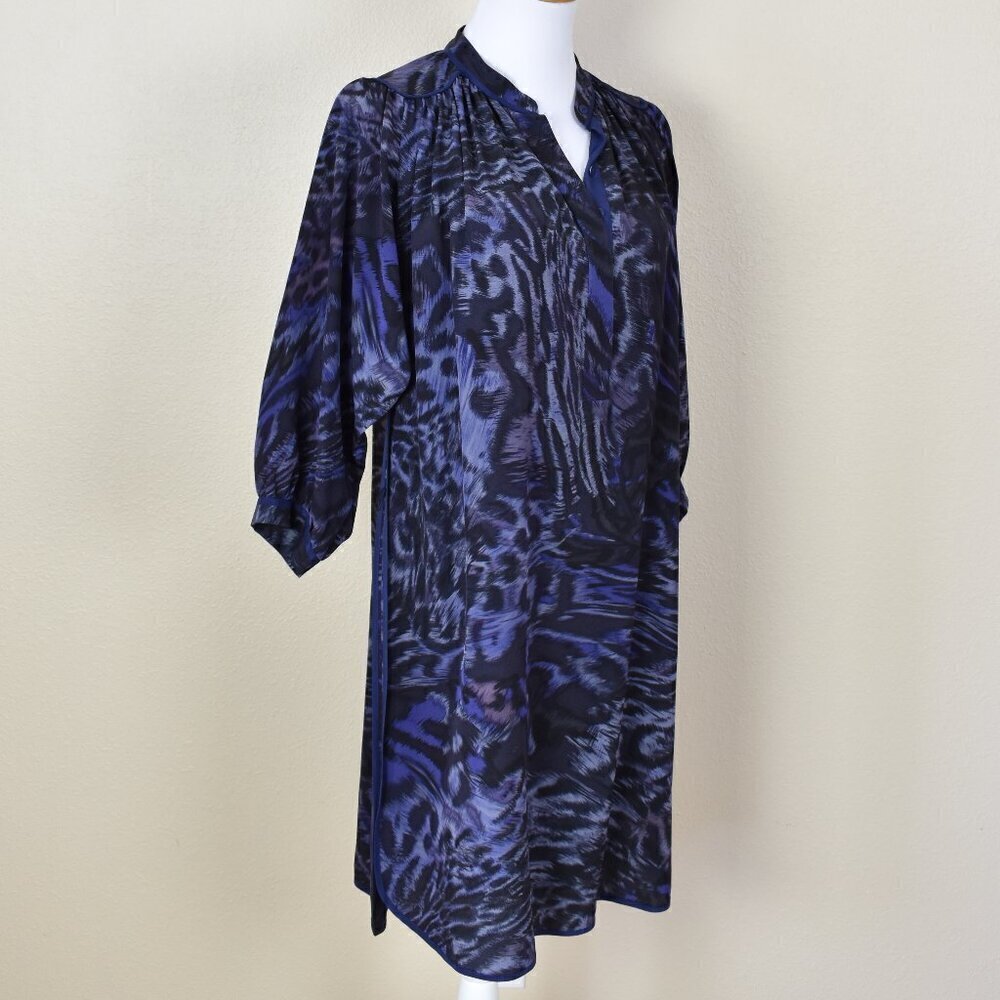 Rebecca Taylor Silk Leopard Animal Print Shirt Dress - 4 - Picture 6 of 10